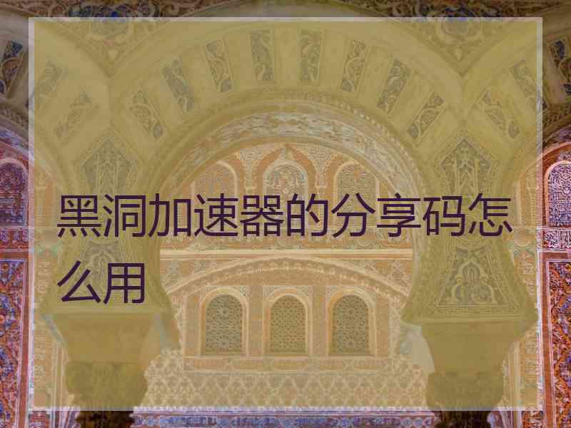 黑洞加速器的分享码怎么用