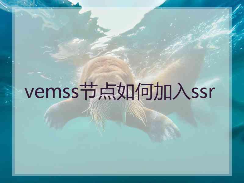 vemss节点如何加入ssr