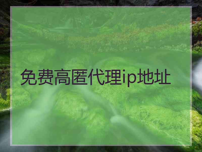 免费高匿代理ip地址