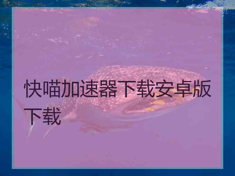 快喵加速器下载安卓版下载