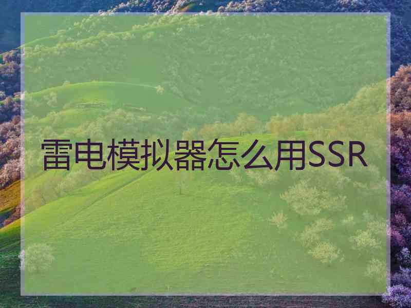 雷电模拟器怎么用SSR
