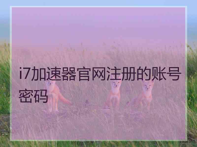 i7加速器官网注册的账号密码